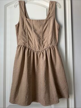 NWOT Sleeveless Tan A-Line Corset Type Dress